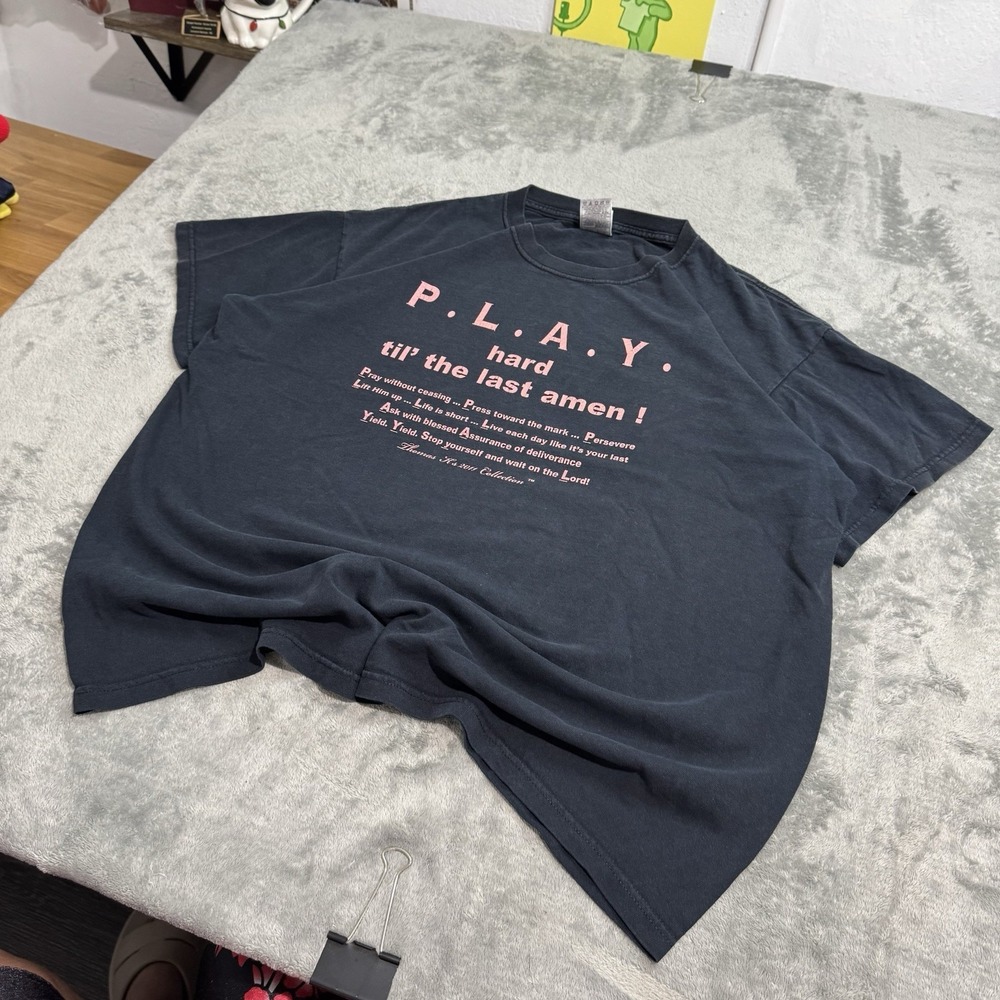 VTG Y2K 2011 Jesus P.L.A.Y Statement Tshirt Mens XL Religious Indie Retro Casual
